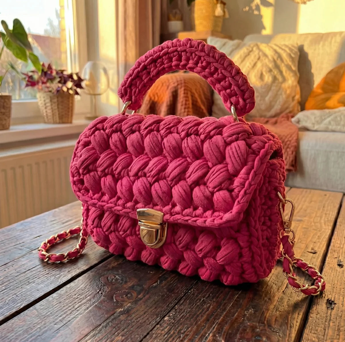 Solid Color Crochet Purse