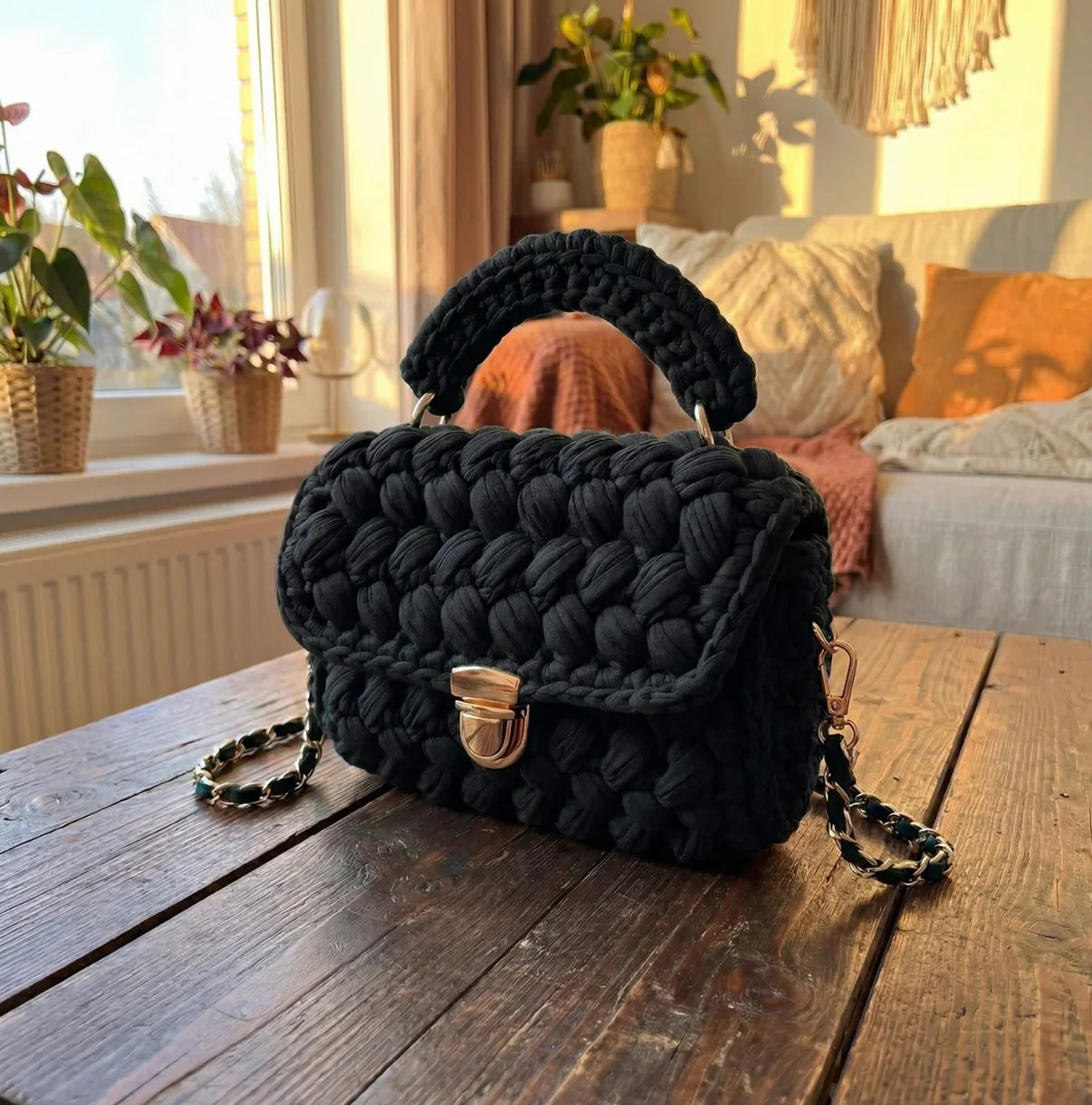 Solid Color Crochet Purse